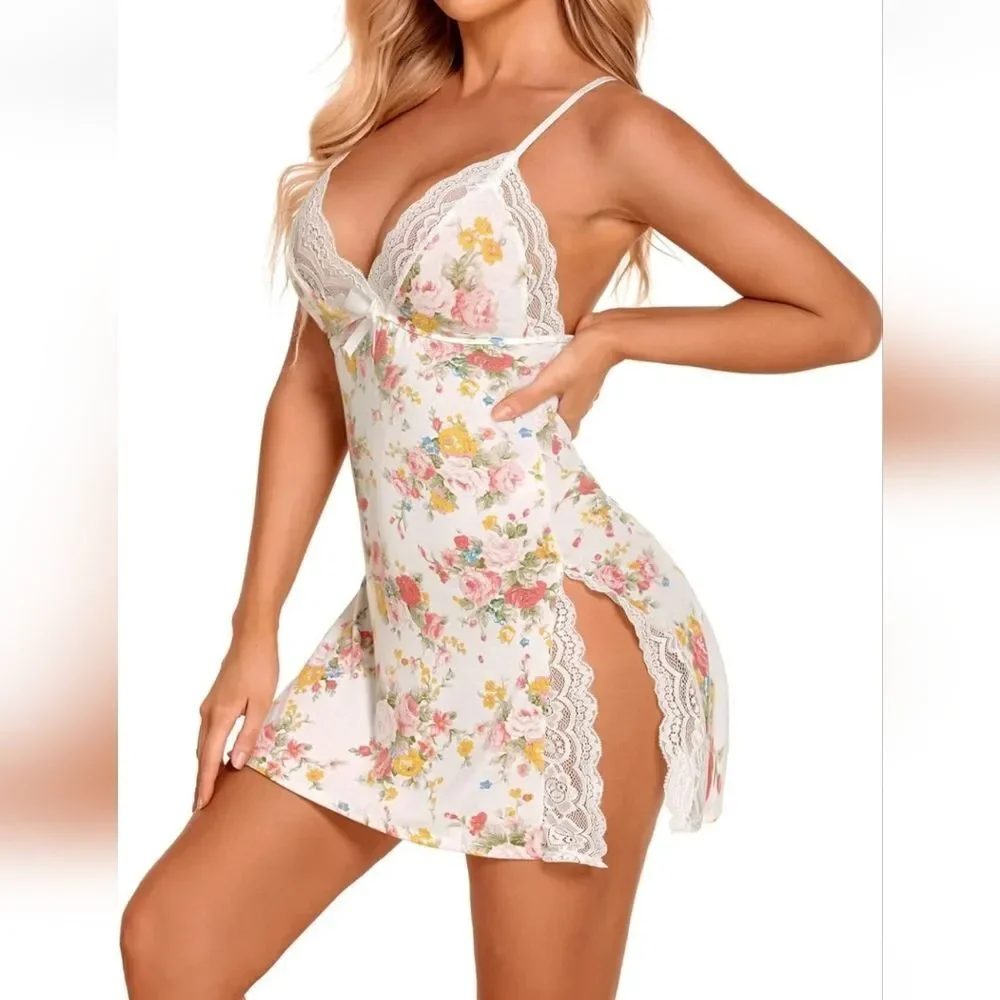 Women's Valentine's Lingerie Sexy Nightwear Strap Nightgown Babydoll Chemise US